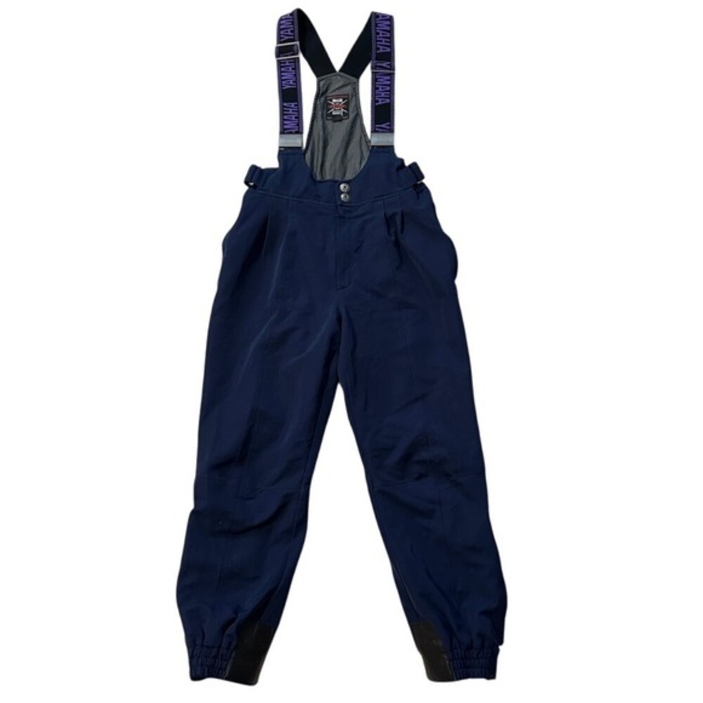 Vintage Yamaha Snow Bibs Ski Overall Snowmobile Suspender Winter Navy Blue 84x76